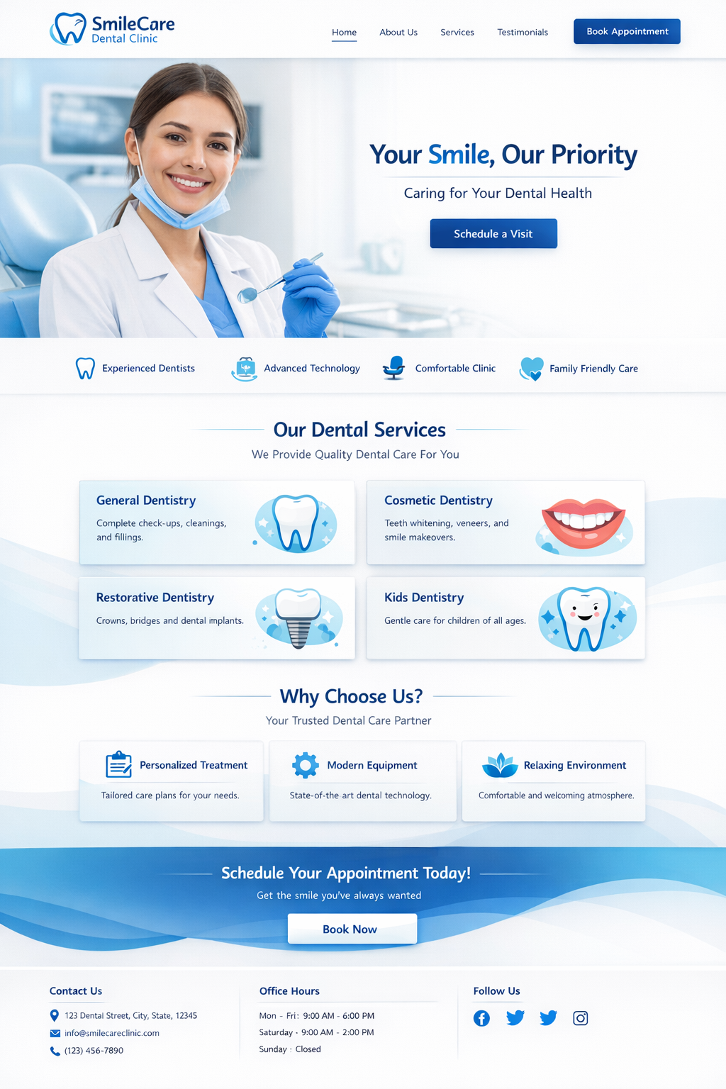 SmileCare Dental Clinic website design